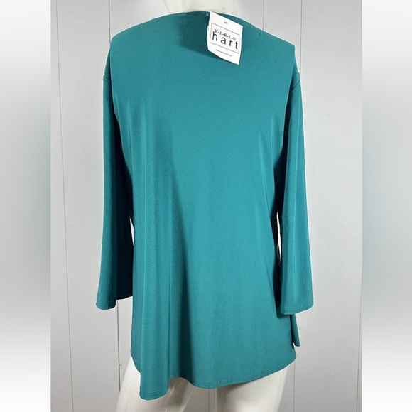 NWT Keren Hart Women’s Size L Green 3/4 Sleeve Casual Top Shirt Cocktail - Picture 5 of 6